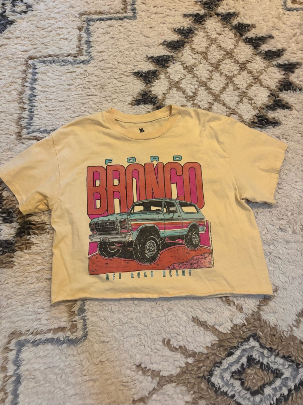Junk Food Clothing Pale Yellow Tee with Pink & Teal Front Graphic